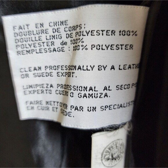 Vtg Disney Store Eeyore Jacket Womens Size M Black Suede Leather Zipper Coat 90s - Picture 14 of 14